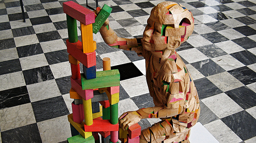 Wooden Sculpture of Science Genetics