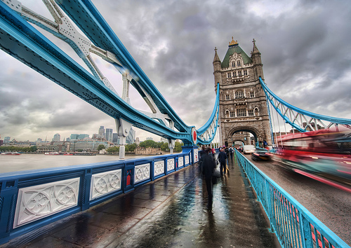 Crossing Tower Bridge in the Rain